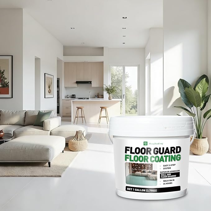 White Water-based colored sand floor&Wall paint, 1 Gallon, aterproof Coating - Image 2