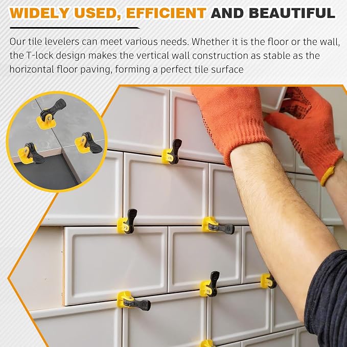 Nuanchu Tile Leveling System Kit 100 Reusable Tile Spacers + 100 1/16'' - Image 6