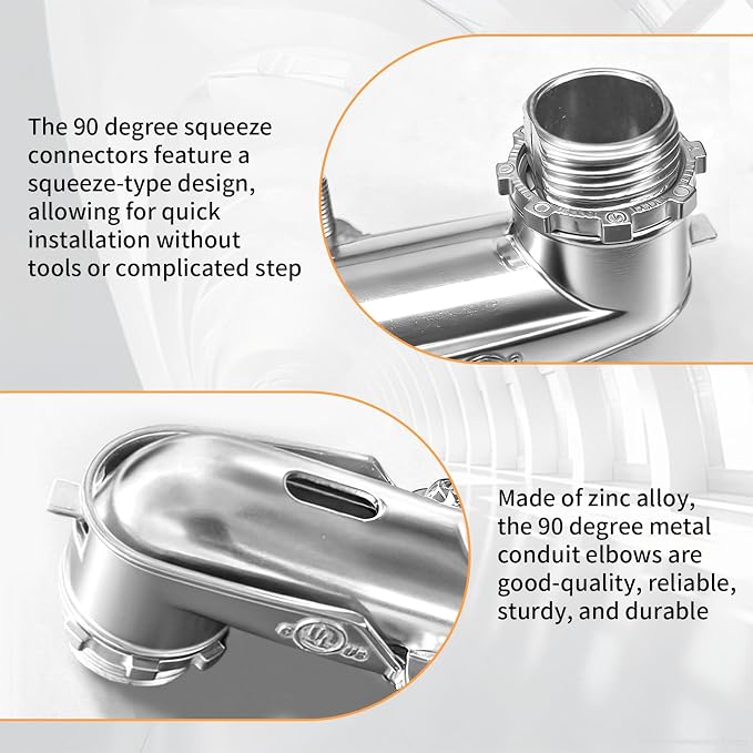 6-Pack 1 Inch 90-Degree BX Squeeze Connectors - Image 5