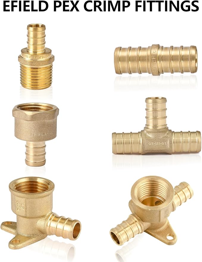 EFIELD 3/4" Pex x 3/4" Female NPT Swivel Elbow | Brass Barb Crimp Fittings - Image 5
