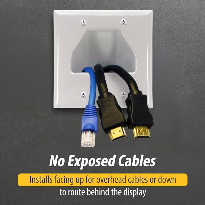 DATA COMM Electronics 45-0002-UWH 2-Gang Recessed Low Voltage Wall Plate Cable - Image 6