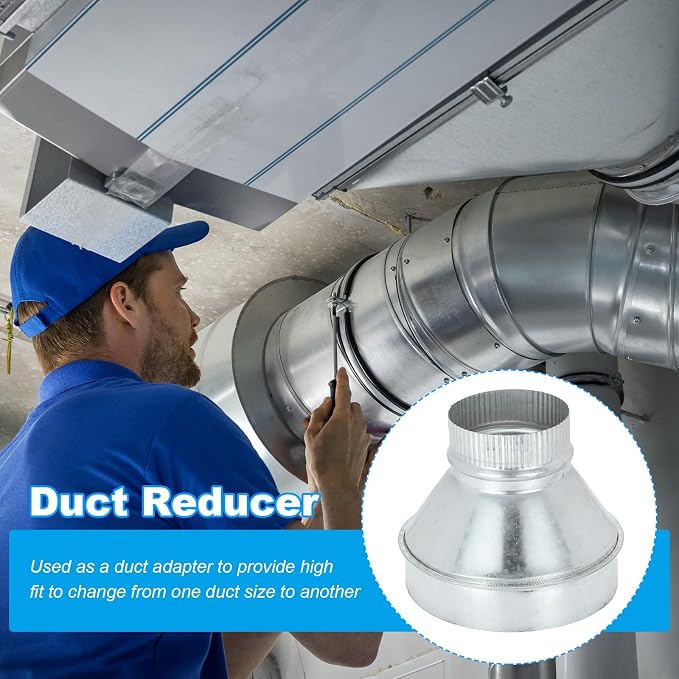 PATIKIL 7 Inch to 4 Inch Duct Reducer, Galvanized Steel Round Air Duct Reducer - Image 4