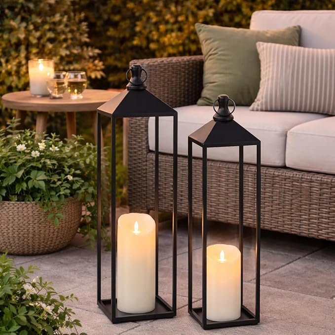 22'' 19'' Large Lanterns Decorative Outdoor Indoor, Modern Farmhouse No Glass - Image 4