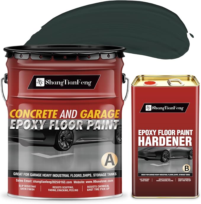 Two-Component Epoxy Floor Paint Kit, 4 Gallon Self-Leveling & Roller Coating by STFShangTianFengPAINT