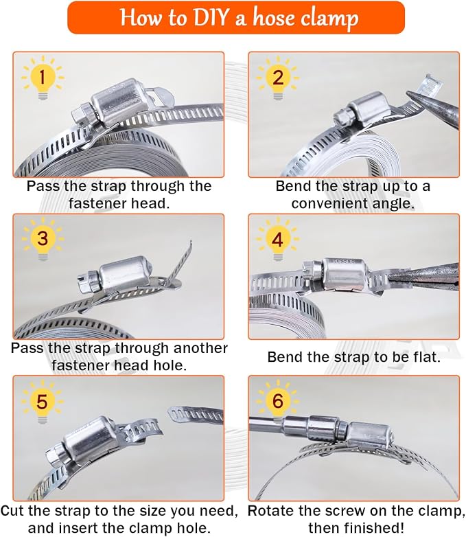 Dianrui DIY Hose Clamps 12FT 304 Stainless Steel Metal Strap + 8PCS Stronger - Image 3