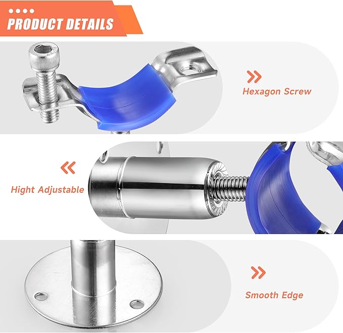 6PCS 304 Stainless Steel Wall Mount Ceiling Mount Pipe Supports, Suitable - Image 4
