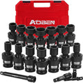 AOBEN 18 PCS 1/2" Drive Shallow Universal Impact Socket Set, Swivel Socket by AOBEN