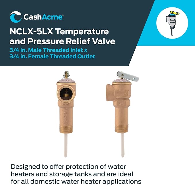 Cash Acme 3/4 Inch NCLX-5LX Temperature and Pressure Relief Valve, Push to - Image 2