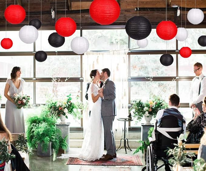 24pcs Hanging Round Paper Lanterns - Image 6
