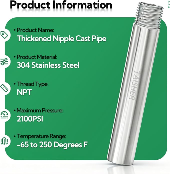 4pcs Thickened Nipple Cast Pipe 1/4" MNPT x 1/4" FNPT - Image 3