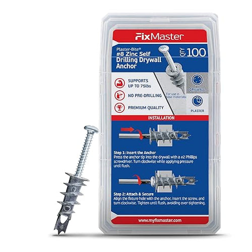 #8 Zinc Plaster Bite Self-Drilling Drywall Anchors w/Screws – Heavy Duty Zinc by Unknown