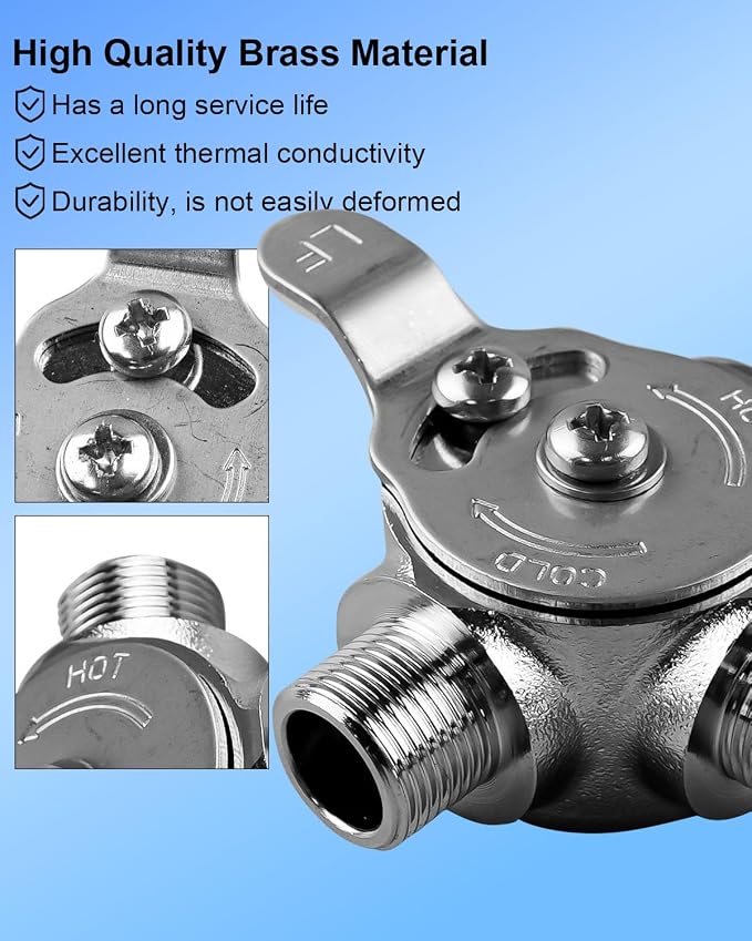 Thermostatic Mixing Valve Fit for 3/8" Compression Fittings | Hot Cold Water - Image 3