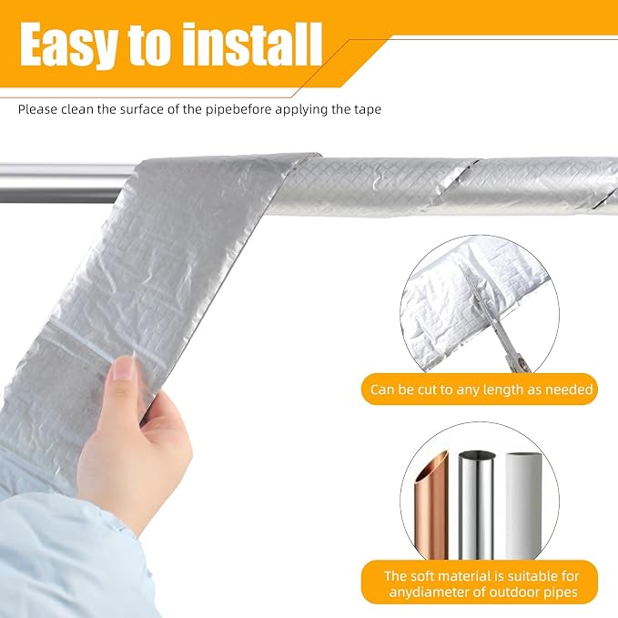2 Roll 32.8 Ft x 3 Inch Pipe Wrap Insulation Tape, Self Adhesive Foam and - Image 6