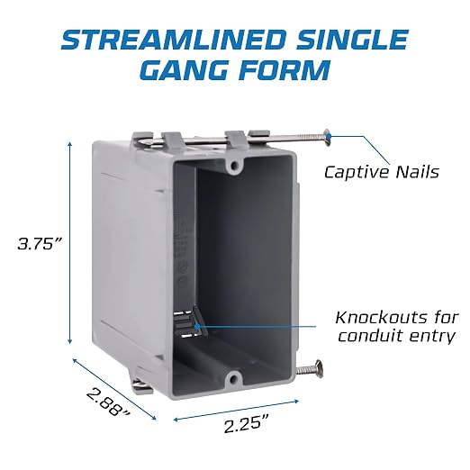 1-Gang New Work Outlet Juction Box - Image 3