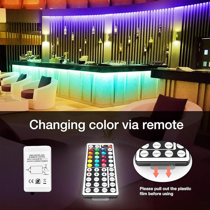 DAYBETTER SMD 5050 Remote Control Led Strip Lights 50ft Color Changing - Image 3
