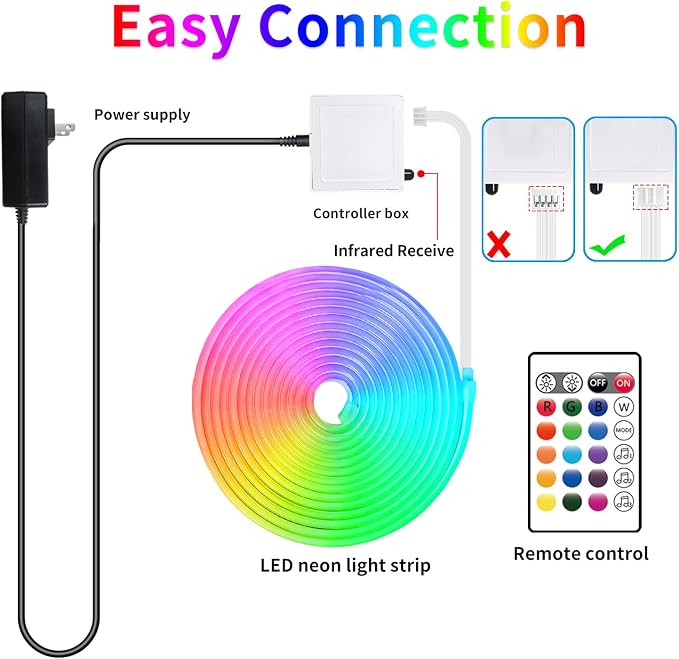 segrass 16.4FT DC24V RGB LED Neon Rope Lights - Image 7