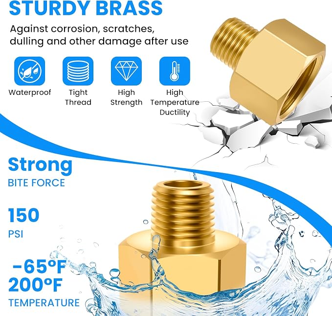 SDTC Tech 2-Pack Brass Pipe Fitting 1/4 NPT Thread Male to 1/2 NPT Thread - Image 6