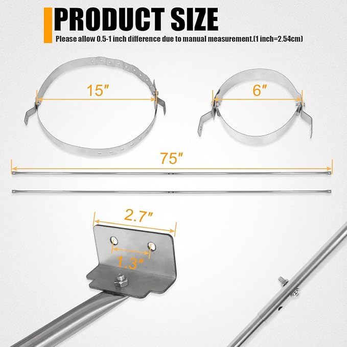 Extended Roof Chimney Support Bracket Compatible - Image 2