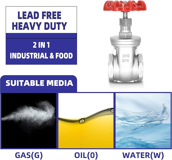 4" NPT Gate Valve, Heavy Duty, Stainless Steel, Female Thread, DN100 | Manual - Image 3