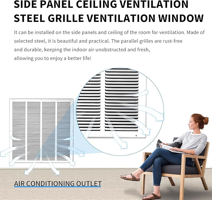 24x24 Duct Opening | Steel Return Air Grille by HOANK | Vent Cover Grill - Image 7
