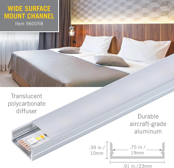 Armacost Lighting Wide Surface Mount LED Tape Light Mounting Channel 5-Pack - Image 6