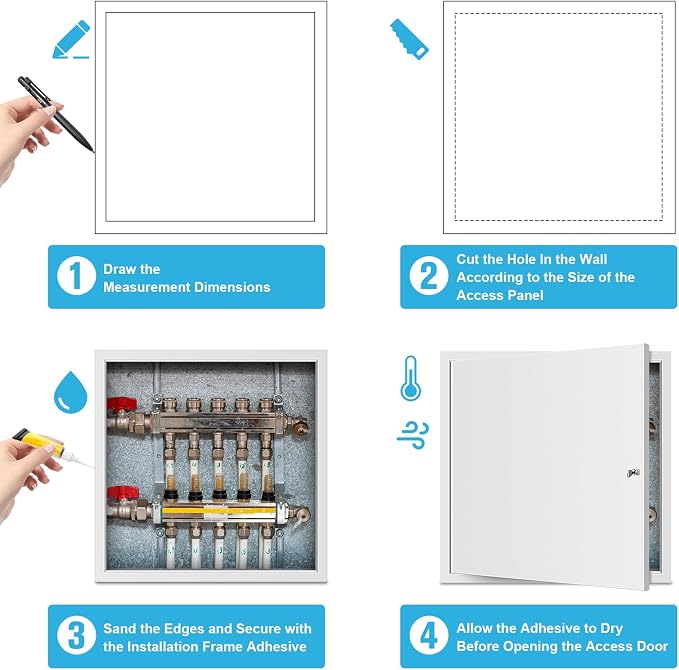 20 x 20 Inch Heavy Duty Steel Drywall Access Panel, Thick Reinforced Flush - Image 3