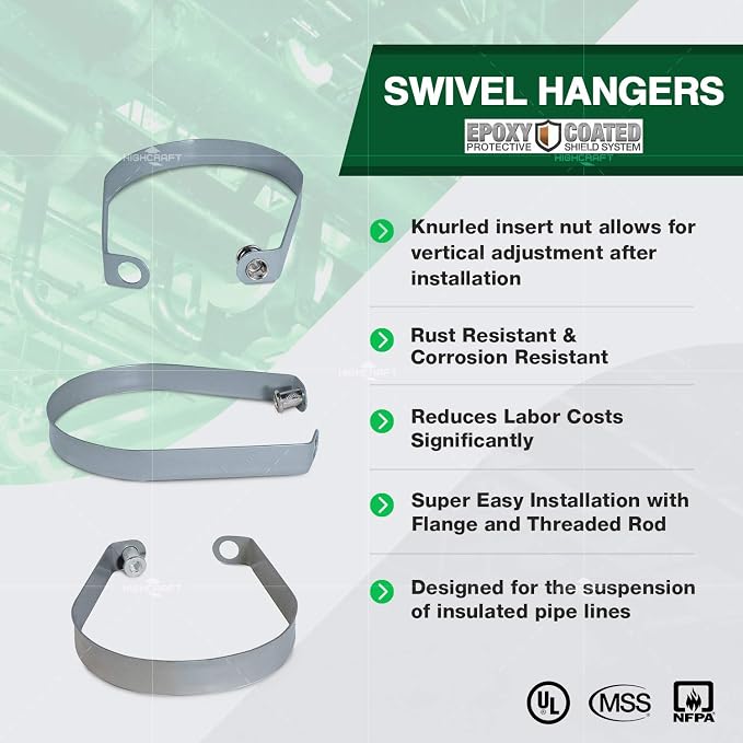 Highcraft ITSO-FQ114-10 Swivel Loop Pipe Hanger, Epoxy Coated Steel, 1-1/4 in. - Image 3