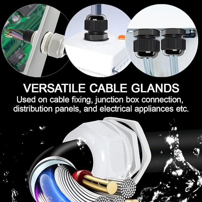 20 Pack NPT 1" Cable Glands Waterproof Adjustable 18-25mm Cable Connectors Grey - Image 6