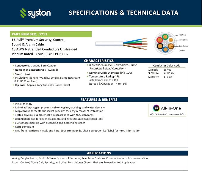SYSTON 18/6 Fire Security Burglar Station Sound Alarm Control Cable Wire - Image 3