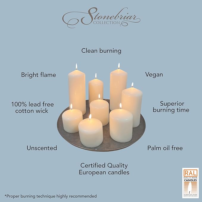 Stonebriar Unscented White Tall Pillar Candles, 35 Hour Burning Candle Pillars - Image 12