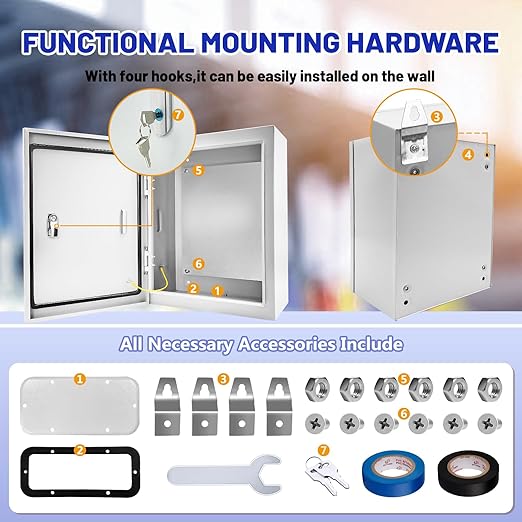 Electrical Junction Box 16x12x6, NEMA 4X IP66 Steel Enclosure Box | 1.5mm steel - Image 5