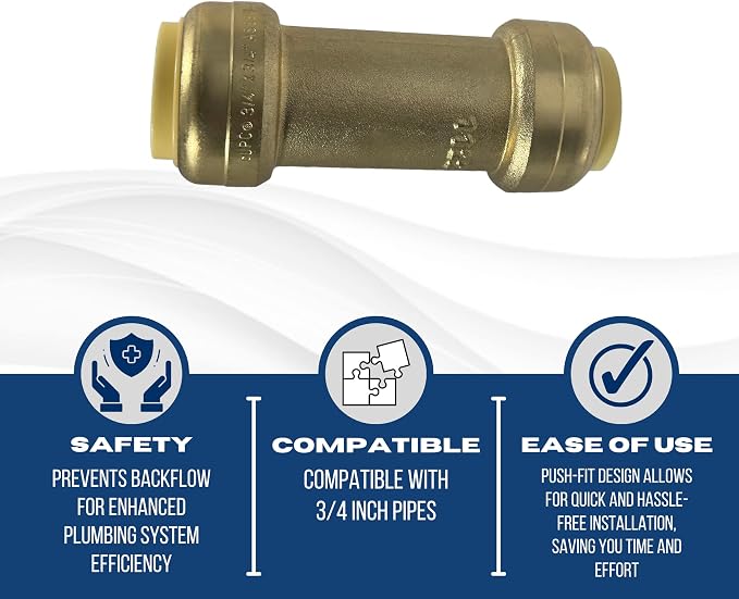 5 Pack XFITTING 1/2" Push Fit Check Valve, Push to Connect - Image 2
