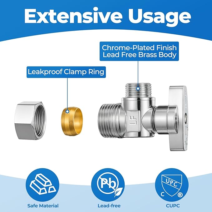 1 Pack Angle Stop Valve, 1/4 Turn Water Shut Off Valves, 1/2" Nominal - Image 4