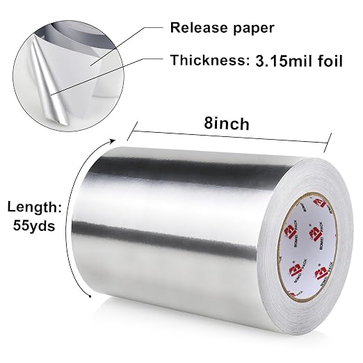 BOMEI PACK Aluminum Foil Tape, Heavy Duty Metal Duct Tape, High Temperature - Image 2
