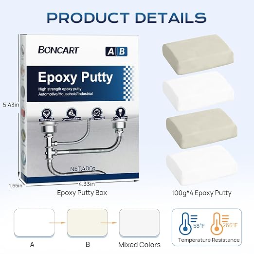 Boncart High Strength AB Epoxy Putty, 400g Steel Reinforced Repair Filler | - Image 8