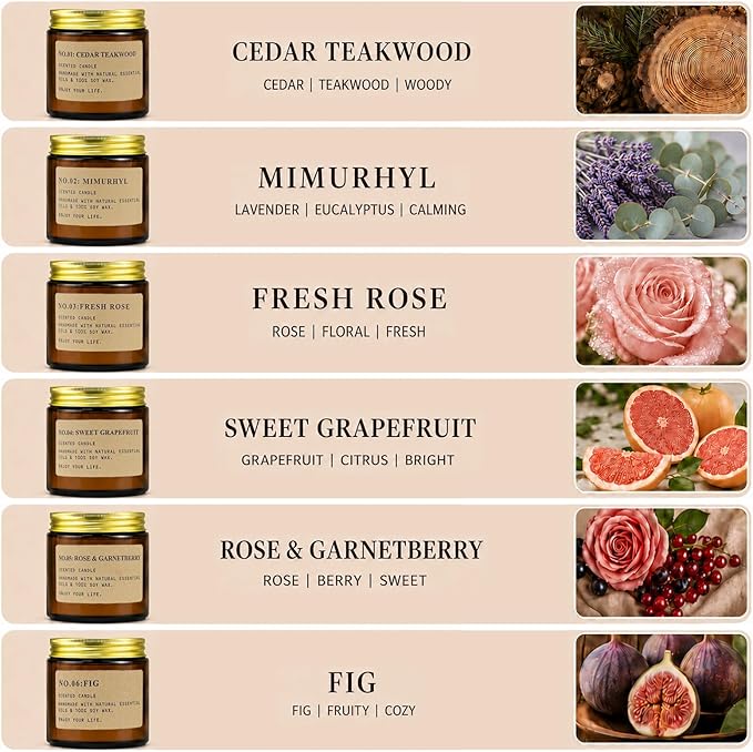 6 Pack Candles for Home Scented Aromatherapy Candle Gift Set for Women Soy Wax - Image 4