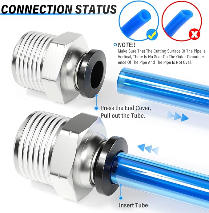 TAILONZ 1/4" Tube OD x 1/2" NPT Male Straight Push to Connect Fitting 20pcs | - Image 6