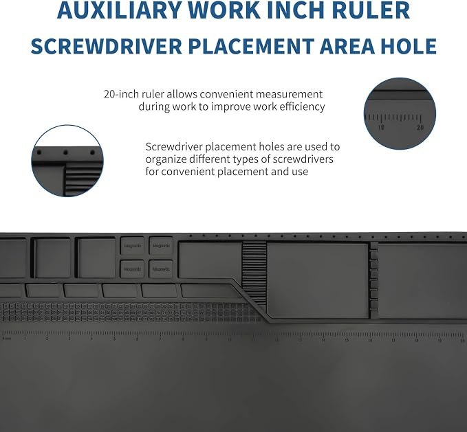 HengTianMei-203 Black Magnetic Repair Work Mat Heat Resistant Large Silicone - Image 5