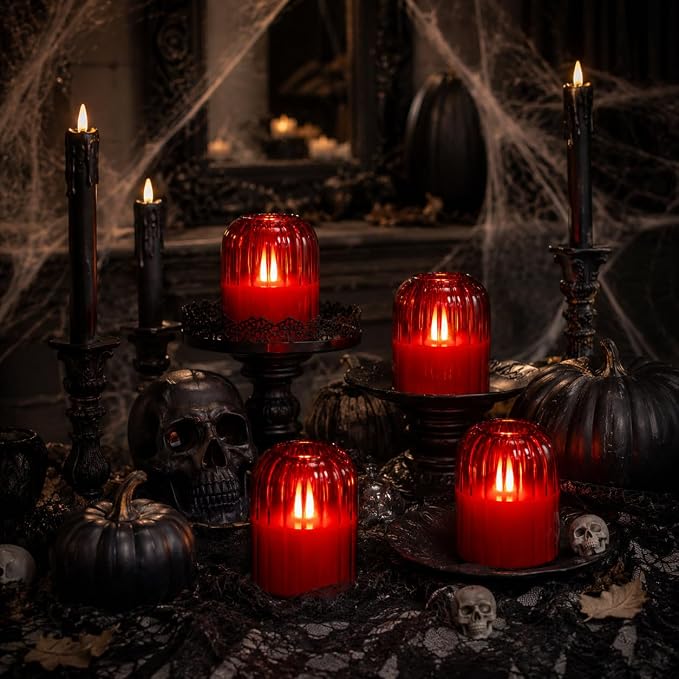 Lezonic Red LED Flameless Candles, Dancing Flickering Flame Real Wax, Home Decor - Image 5