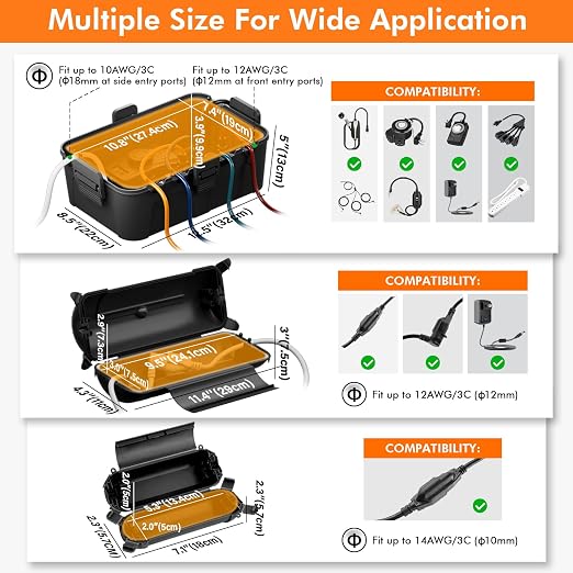 RESTMO 2 Pack Outdoor Extension Cord Cover, IP44 Waterproof Electrical Box | - Image 7