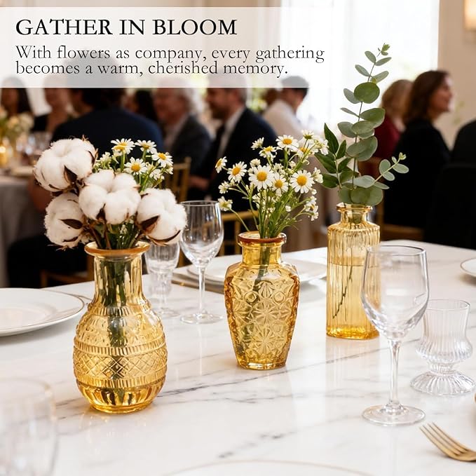 Clear Topaz Glass Bud Vase Set of 22 Pcs, Small Gold Bud Vases in Bulk - Image 5