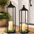 22'' 19'' Large Lanterns Decorative Outdoor Indoor, Modern Farmhouse No Glass by MATAHUMbeyourbetterchoice