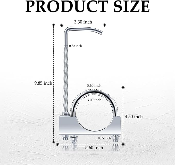 3 inch Exhaust Clamp with Hanger, Heavy Duty Exhaust Hanger with Clamp - Image 2