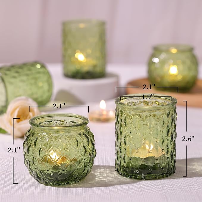 NITIME 36Pcs Assorted Green Votive Candle Holders, Tea Lights Candle Holder - Image 2