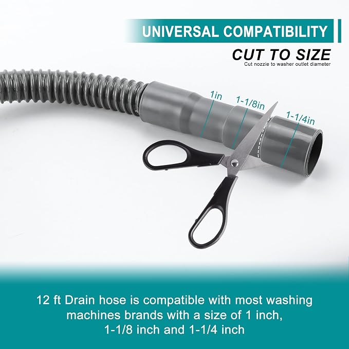 TOMOON 12Ft Universal Washing Machine Drain Hose Extension | Flexible - Image 3