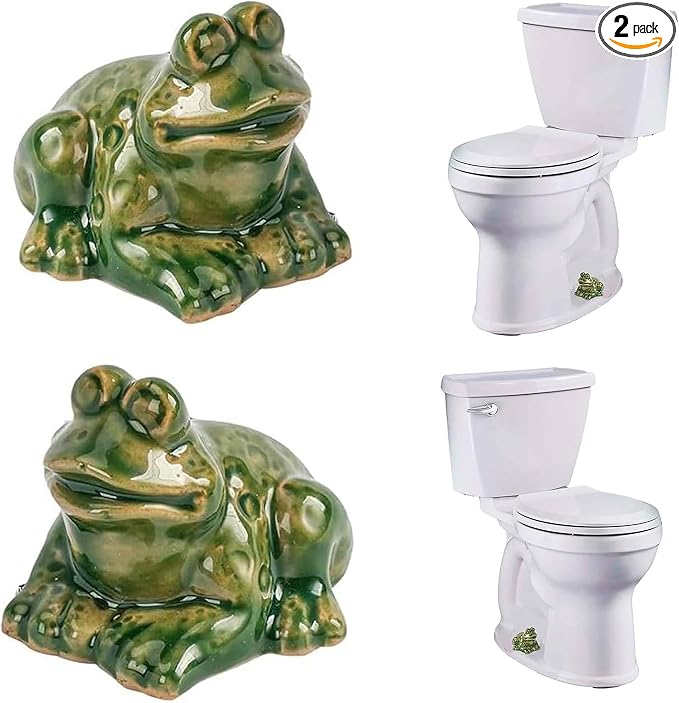 WANSHUNLMI Frog Toilet Floor Bolt Covers, Ceramic Frog Toilet Bolt Caps Cute by WANSHUNLMI