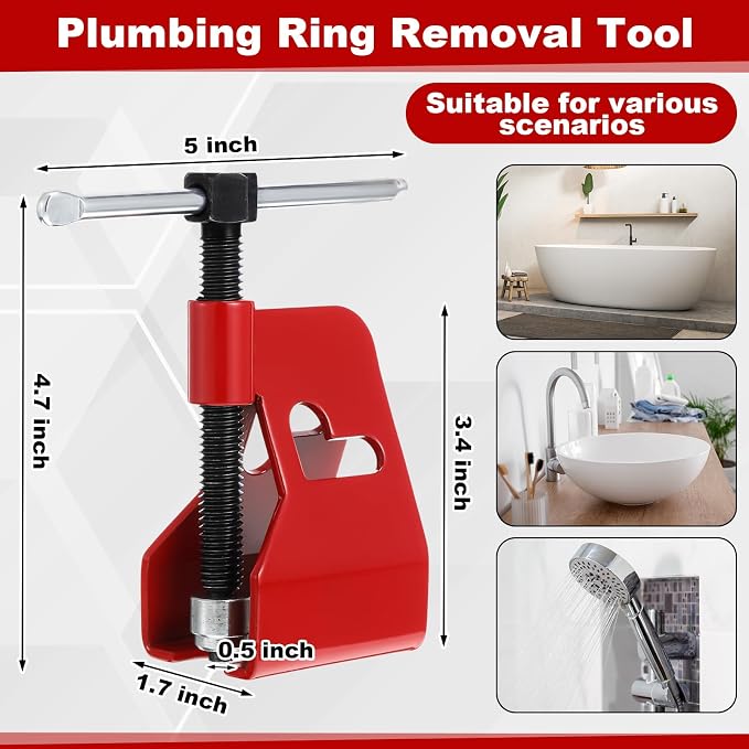 5 Pcs Angle Stop Wrench Kit Plumbing Tool, Compression Sleeve Puller - Image 3