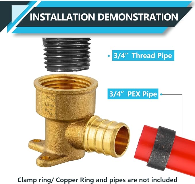 PEX Fittings, Pex 3/4"x3/4" Female Threaded NPT Drop Ear Elbow Adapter - Image 4