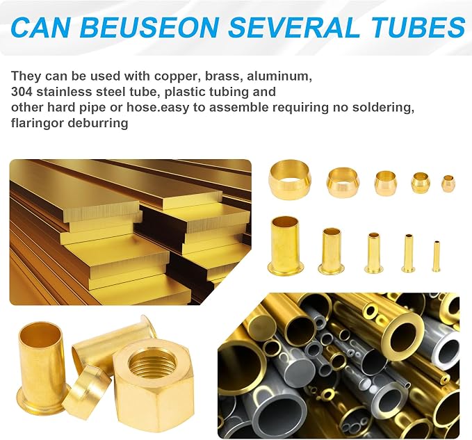1/4 Inch OD Brass Compression Insert, Sleeve Ferrule, Nut 75PCS - Image 5