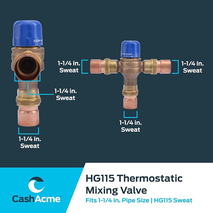Cash Acme 1-1/4 Inch HG115 Sweat Thermostatic Mixing Valve - Image 5